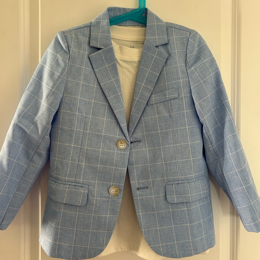 Light Blue Checkered Kids Suit